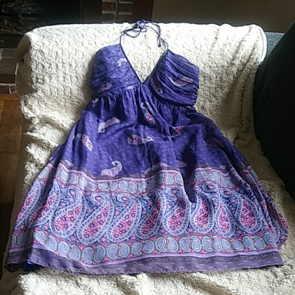Shoshanna Purple Paisley Silk Halter Dress Sz 4